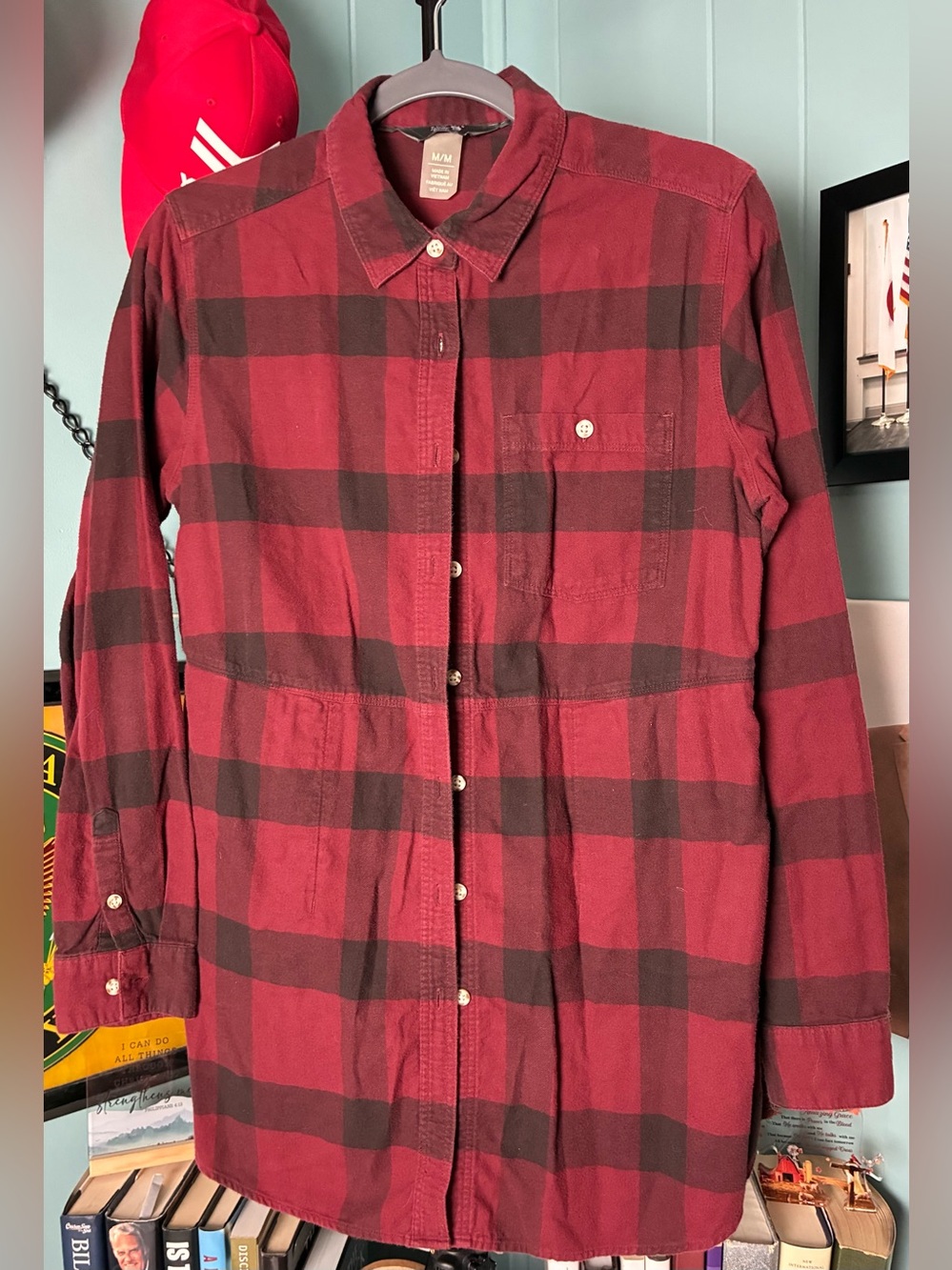 Mountain Hardwear Women's Red and Black Plaid Button-Down Shirt